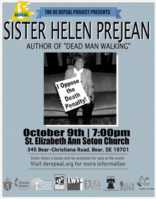 Sister Helen Prejean in Bear, DE, Wed 10/9/13 at 7pm
